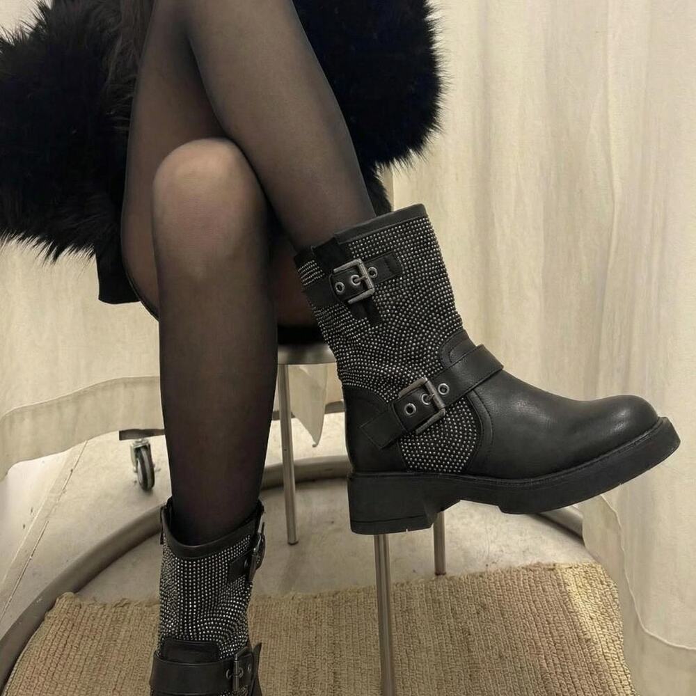 Black Studded Wedge Boots 5 Indie Sleaze Rockstar Girlfriend Boho Rock Grunge